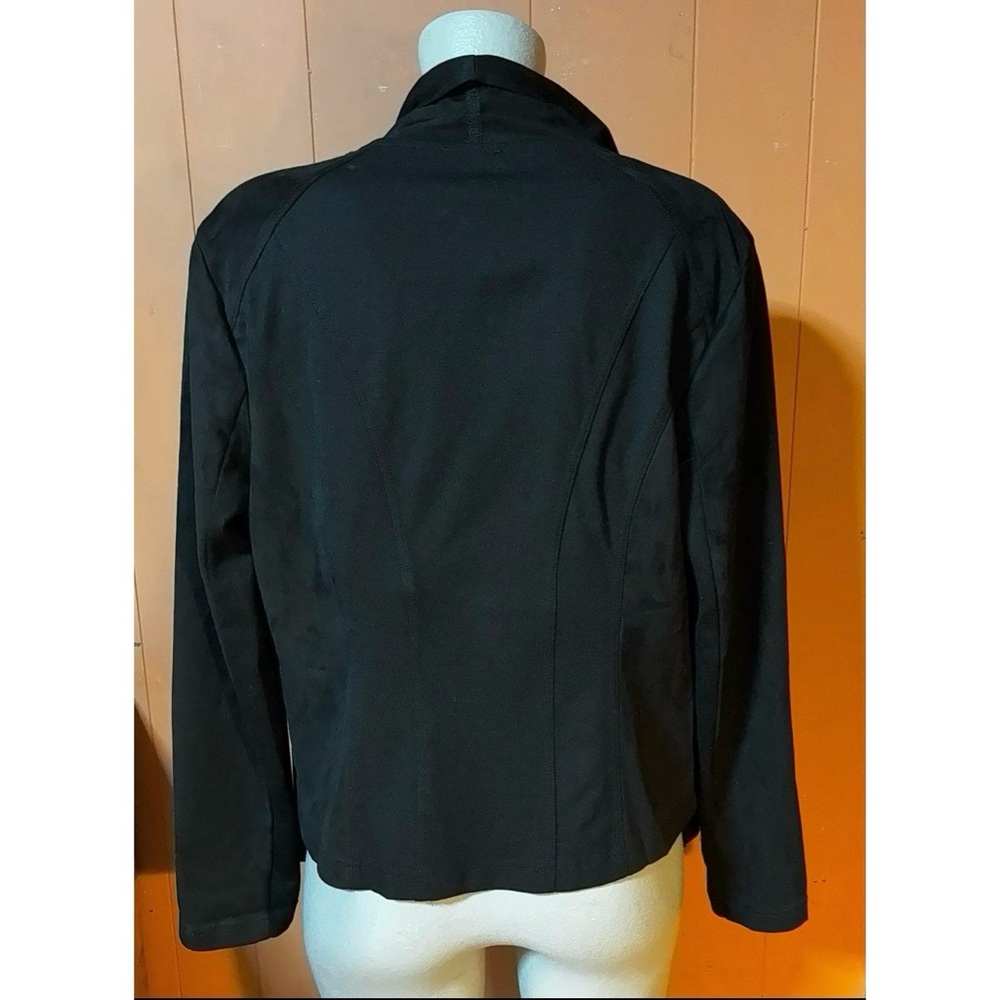 Carmen Marc Valvo Flowy Draped Jacket Black 10 - Picture 4 of 6